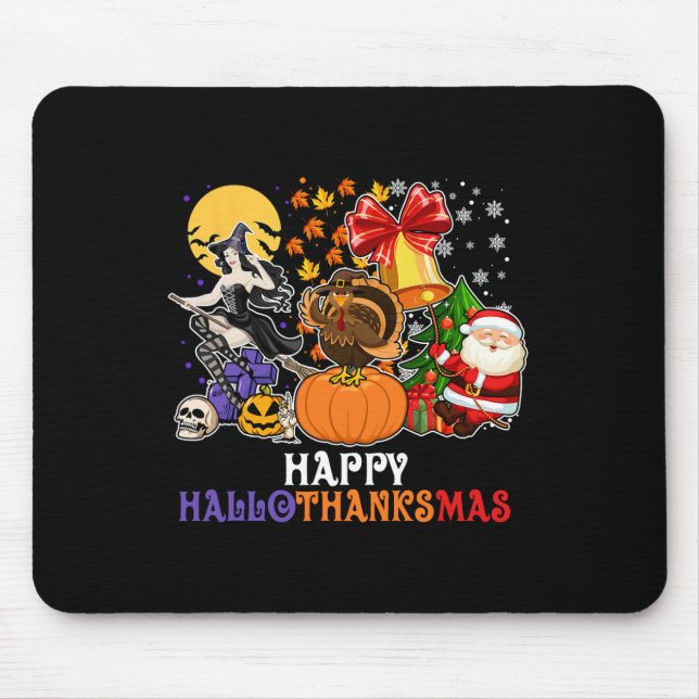 HAPPY HALLOTHANKSMAS GNOME Halloween Erntedank Mousepad (Vorne)