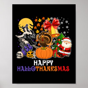 Happy Hallothanksmas Gnome Halloween Erntedank Poster