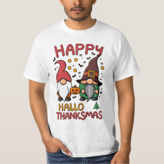 Happy Hallothanksmas Gnome Halloween Erntedank T-Shirt