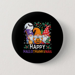 Happy Hallothanksmas Gnomes Halloween Erntedank Button