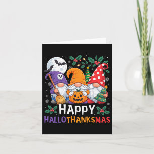 Happy Hallothanksmas Gnomes Halloween Erntedank Karte