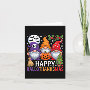 Happy Hallothanksmas Gnomes Halloween Erntedank Karte