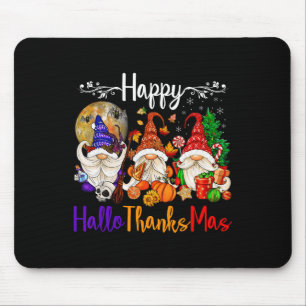 Happy Hallothanksmas Gnomes Halloween Erntedank Mousepad
