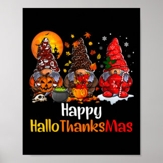 Happy Hallothanksmas Gnomes Halloween Erntedank Poster