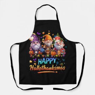 Happy Hallothanksmas Gnomes Halloween Erntedank Schürze