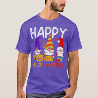 Happy Hallothanksmas Gnomes Halloween Erntedank T-Shirt