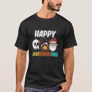 Happy Hallothanksmas Gnomes Halloween Thanksgiving T-Shirt