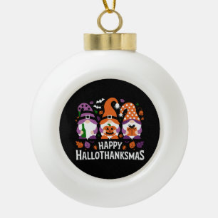 Happy Hallothanksmas Gnomes Lover Frohe Weihnachte Keramik Kugel-Ornament