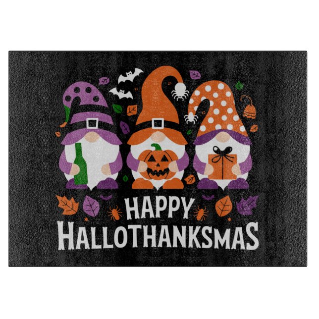 Happy Hallothanksmas Gnomes Lover Frohe Weihnachte Schneidebrett (Vorderseite)