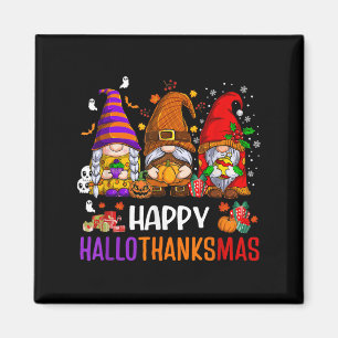 Happy Hallothanksmas Gnomes Lover Halloween Merry Magnet