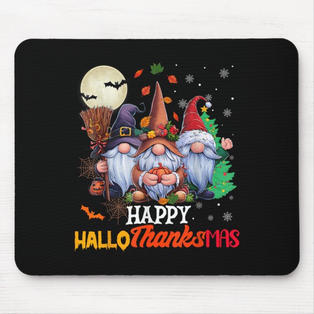 Happy Hallothanksmas Gnomes Lover Halloween Merry Mousepad (Vorne)