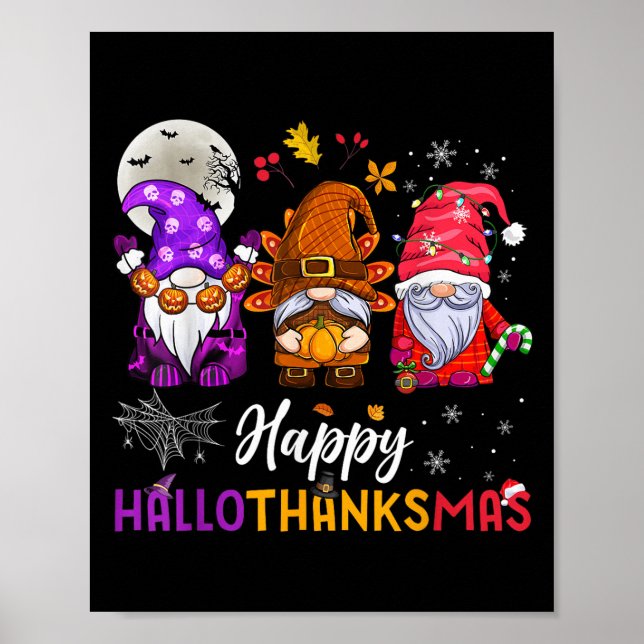Happy Hallothanksmas Gnomes Lover Halloween Merry Poster (Vorne)