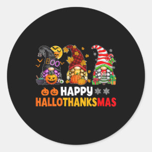Happy Hallothanksmas Gnomes Lover Halloween Merry Runder Aufkleber