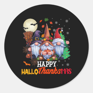 Happy Hallothanksmas Gnomes Lover Halloween Merry Runder Aufkleber