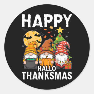 Happy Hallothanksmas Gnomes Lover Halloween Merry Runder Aufkleber