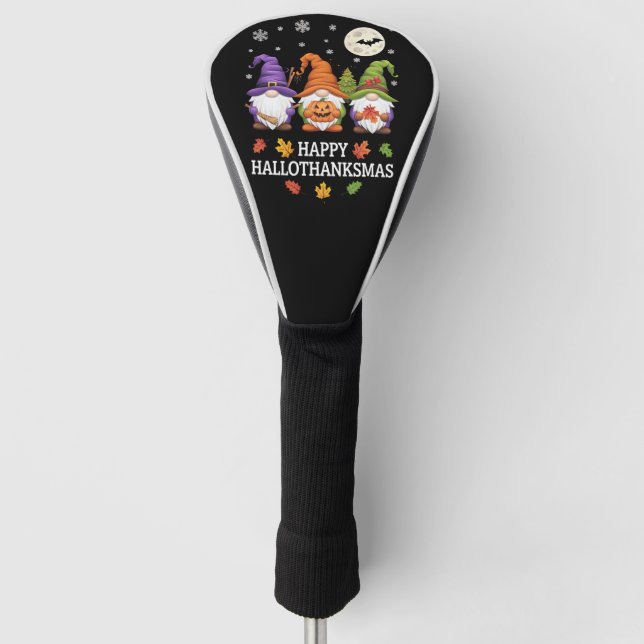 Happy Hallothanksmas Gnomes Lover Halloween Xmas Golf Headcover (Vorderseite)