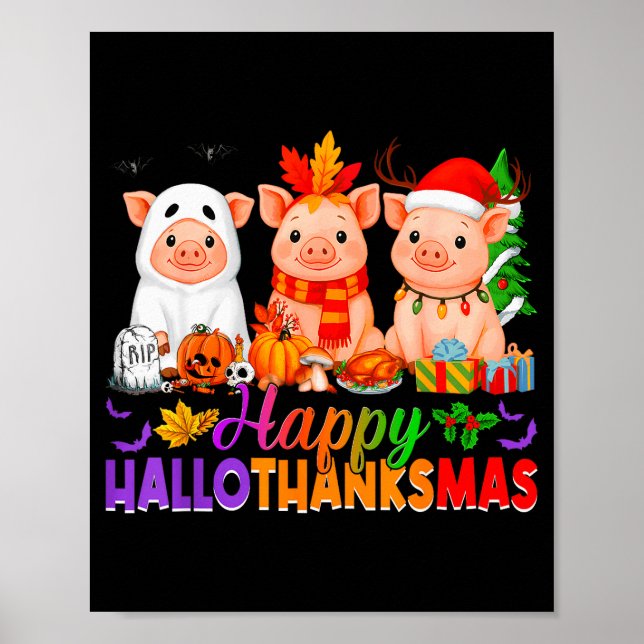 Happy Hallothanksmas Gs Halloween Thanksgiving Chr Poster (Vorne)