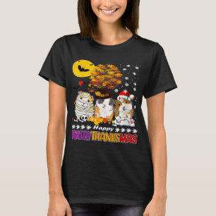 Happy Hallothanksmas Guinea Pig Halloween Thanksgi T-Shirt