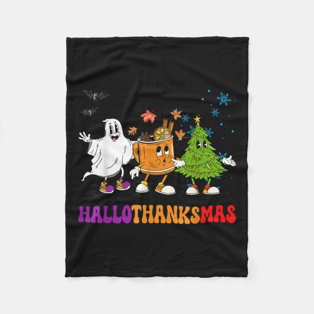 Happy Hallothanksmas Halloween Erntedank Christ Fleecedecke (Vorderseite)
