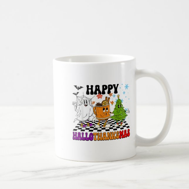Happy Hallothanksmas Halloween Erntedank Christ Kaffeetasse (Rechts)