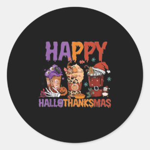 Happy Hallothanksmas Halloween Erntedank Christ Runder Aufkleber