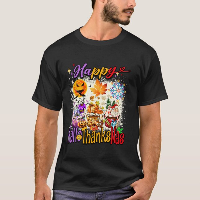 Happy Hallothanksmas Halloween Erntedank Christ T-Shirt (Vorderseite)