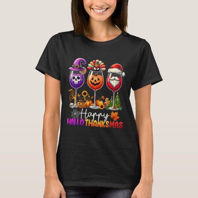Happy Hallothanksmas Halloween Erntedank Christ T-Shirt (Vorderseite)