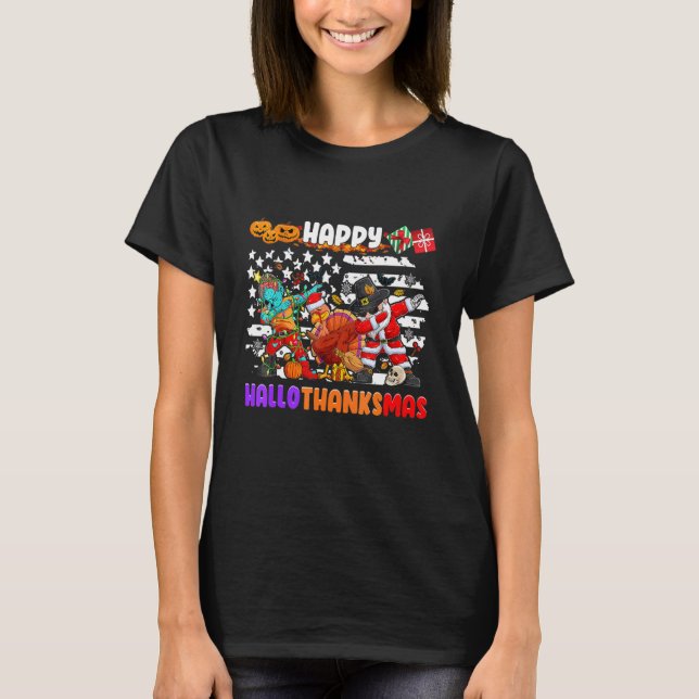 Happy Hallothanksmas Halloween Erntedank Christ T-Shirt (Vorderseite)