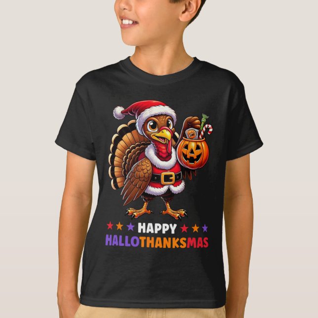 Happy Hallothanksmas Halloween Erntedank Xmas F T-Shirt (Vorderseite)