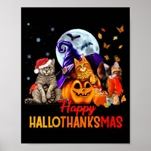 Happy Hallothanksmas Halloween Thanksg Poster