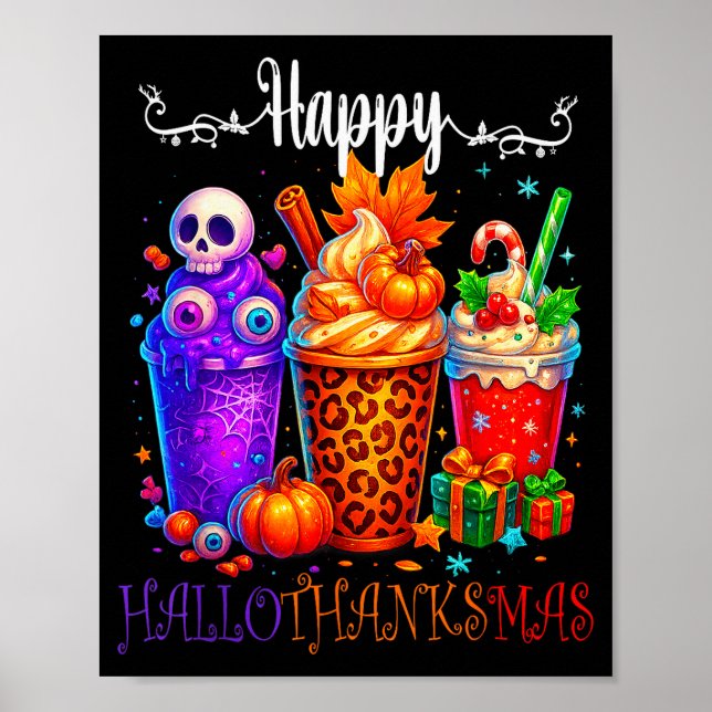 Happy Hallothanksmas Halloween Thanksgiving Christ Poster (Vorne)