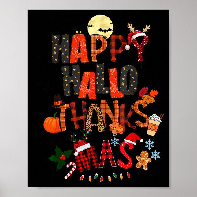 Happy Hallothanksmas Halloween Thanksgiving Christ Poster (Vorne)