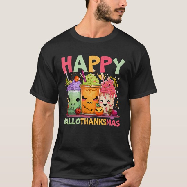 Happy Hallothanksmas Halloween Thanksgiving Christ T-Shirt (Vorderseite)