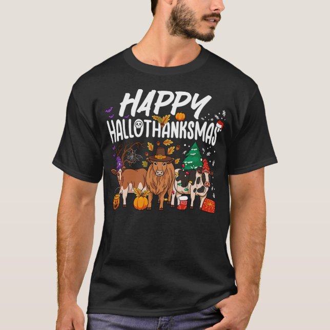 Happy HalloThanksMas Halloween Thanksgiving Christ T-Shirt (Vorderseite)