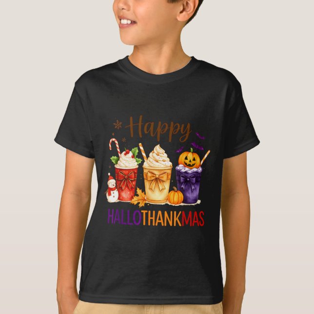 Happy Hallothanksmas Halloween Thanksgiving Xmas O T-Shirt (Vorderseite)