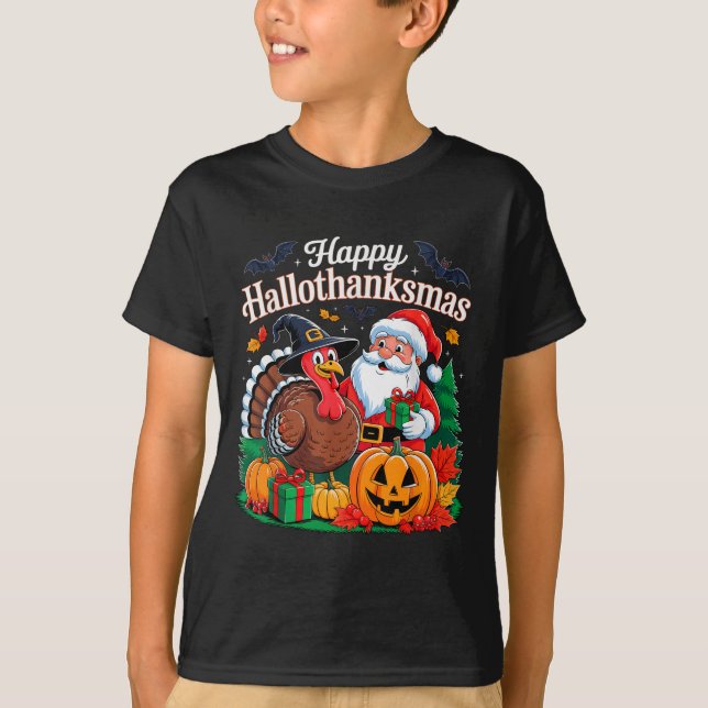 Happy Hallothanksmas Halloween Thanksmas Xmas Than T-Shirt (Vorderseite)