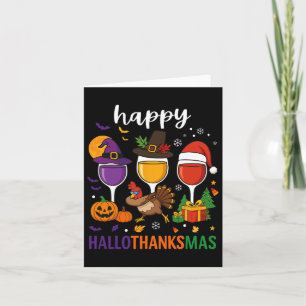 Happy Hallothanksmas Halloween Wine Erntedank C Karte