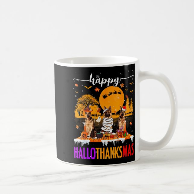 Happy Hallothanksmas Halloween Xmas German Shepher Kaffeetasse (Rechts)