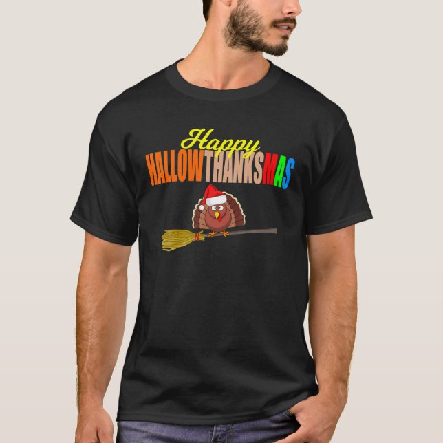 Happy HALLOTHANKSMAS HALLOWTHANKSMAS Lehrerin Kran T-Shirt (Vorderseite)