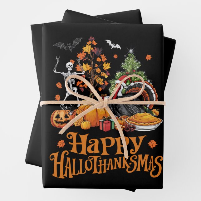 Happy Hallothanksmas Happy Halloween Erntedank Geschenkpapier Set (Beispiel)