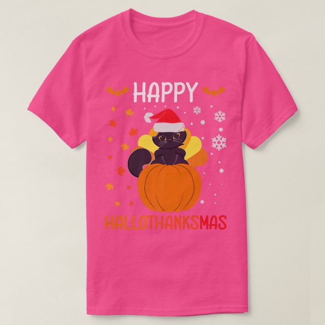 Happy Hallothanksmas Holiday Domestic Cat Owner Fe T-Shirt (Design vorne)