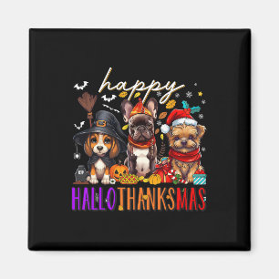 Happy Hallothanksmas Hunde Halloween Erntedank C Magnet