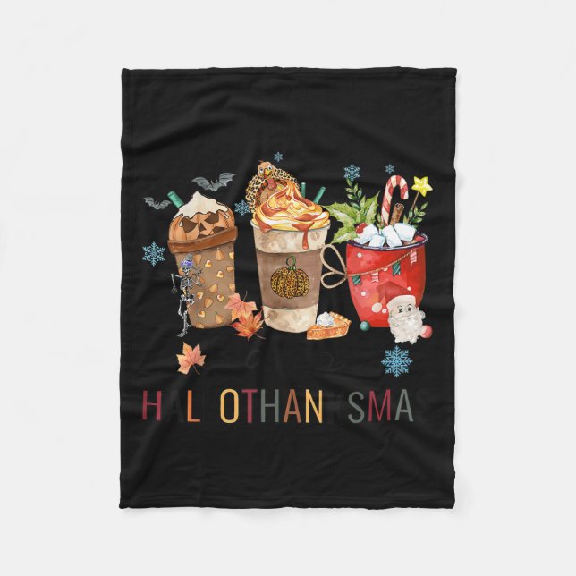 Happy Hallothanksmas-Kaffeehauskaffee Halloween-Er Fleecedecke (Vorderseite)