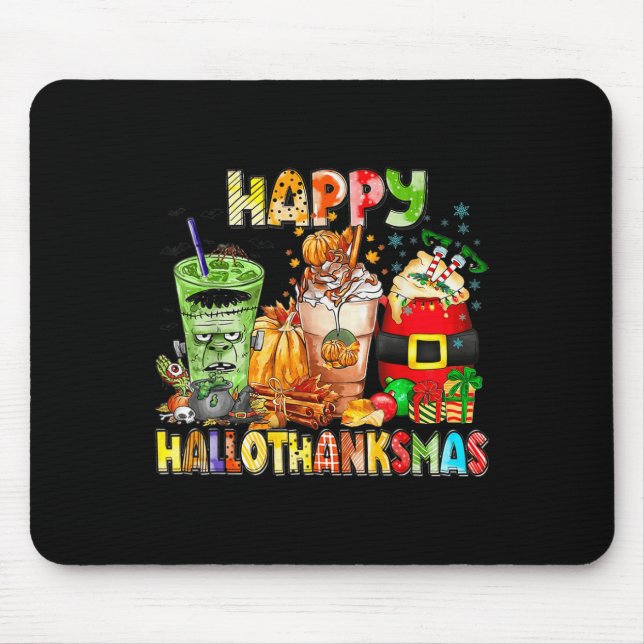 Happy Hallothanksmas-Kaffeehauskaffee Halloween-Er Mousepad (Vorne)