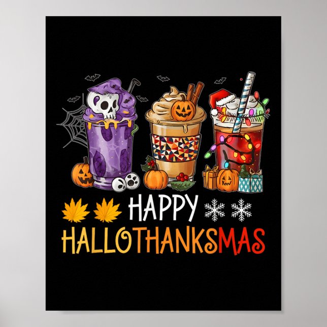 Happy Hallothanksmas-Kaffeehauskaffee Halloween-Er Poster (Vorne)