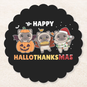 Happy Hallothanksmas Katzenweihnachtsbuch Untersetzer