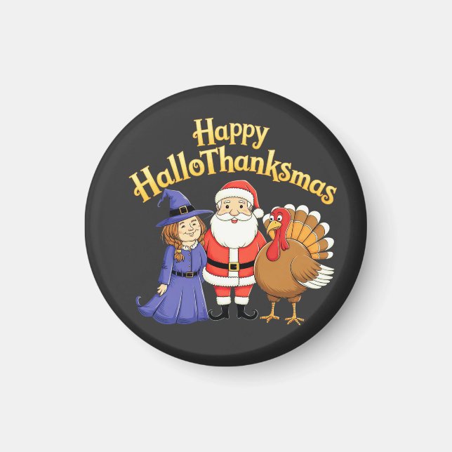 Happy HalloThanksmas liebt Design- Perfekter Hallo Magnet (Vorne)