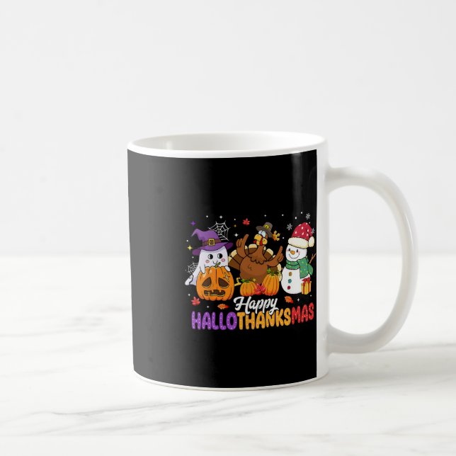 Happy Hallothanksmas Niedlich Ghost Halloween Than Kaffeetasse (Rechts)