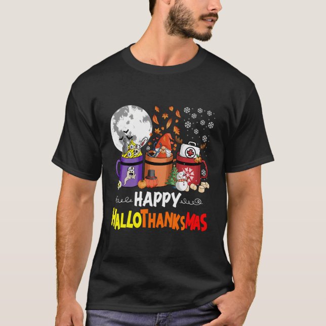 Happy Hallothanksmas Nurse Coffee Funny Halloween T-Shirt (Vorderseite)