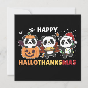 Happy Hallothanksmas Pandas Christmas Panda Invita Einladung